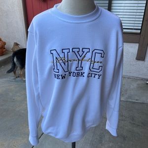 Nasty Gal White NYC Crew Neck Sweatshirt